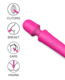 Vivid Fuchsia Retractable Wand Vibrator – Textured Silicone Thrusting Toy with Multi-Speed Vibration