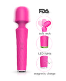 Vivid Fuchsia Retractable Wand Vibrator – Textured Silicone Thrusting Toy with Multi-Speed Vibration