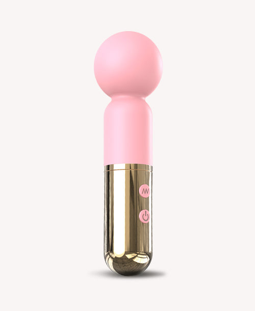 Blush Gold Lipstick Wand Vibrator – Compact Silicone Massager with Luxury Metallic Finish