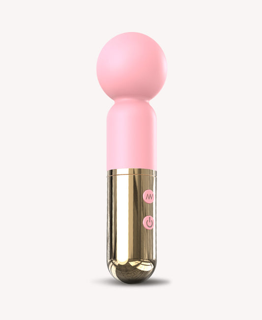 Blush Gold Lipstick Wand Vibrator – Compact Silicone Massager with Luxury Metallic Finish 745