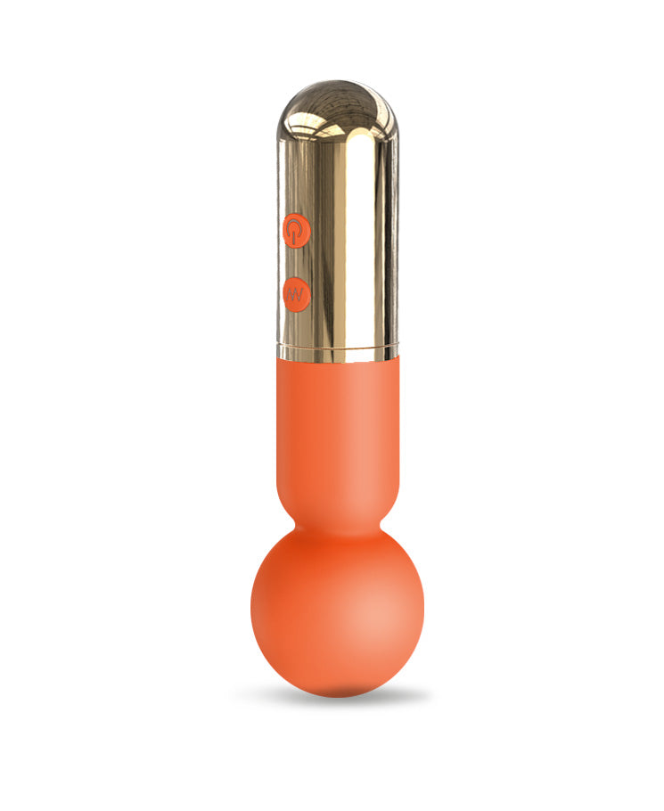 Blush Gold Lipstick Wand Vibrator – Compact Silicone Massager with Luxury Metallic Finish