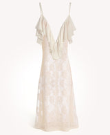 Plunge V-Neck Lace Ruffle Spaghetti Strap Dress