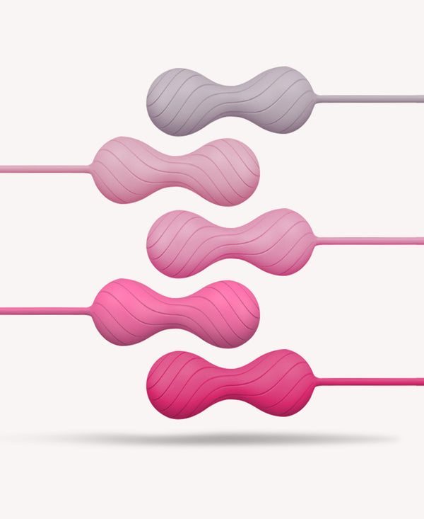 VervePearls - Ergonomic Silicone Kegel Beads - Pink Swirl (Set)
