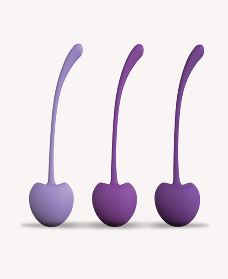 purple cherry kegel ball set - silicone weighted training balls for intimate wellness (Set)