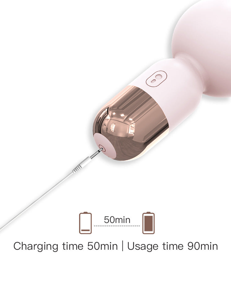 Pearl Capsule Mini Wand Vibrator – Compact Silicone Massager with Rose Gold Accents