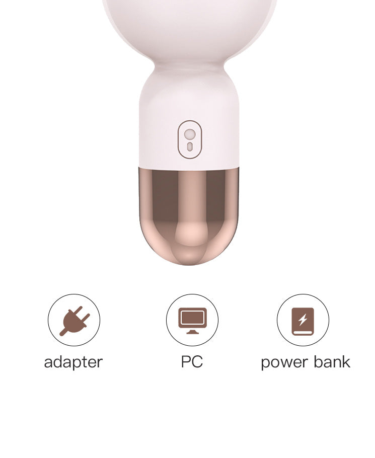 Pearl Capsule Mini Wand Vibrator – Compact Silicone Massager with Rose Gold Accents