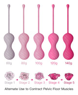 VervePearls - Ergonomic Silicone Kegel Beads - Pink Swirl (Set)