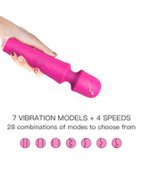 Vivid Fuchsia Retractable Wand Vibrator – Textured Silicone Thrusting Toy with Multi-Speed Vibration
