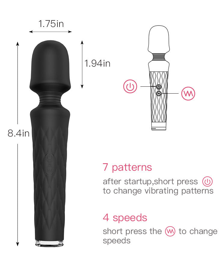 Vivid Fuchsia Retractable Wand Vibrator – Textured Silicone Thrusting Toy with Multi-Speed Vibration