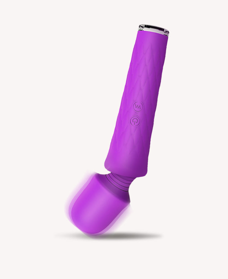 Vivid Fuchsia Retractable Wand Vibrator – Textured Silicone Thrusting Toy with Multi-Speed Vibration