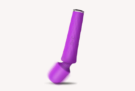 Vivid Fuchsia Retractable Wand Vibrator – Textured Silicone Thrusting Toy with Multi-Speed Vibration