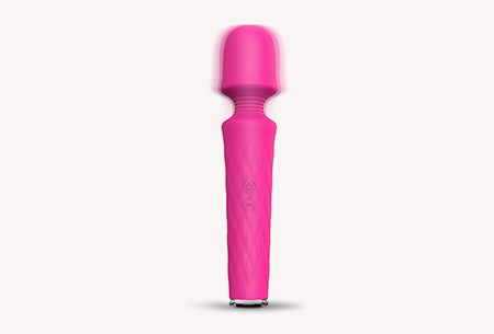 Vivid Fuchsia Retractable Wand Vibrator – Textured Silicone Thrusting Toy with Multi-Speed Vibration