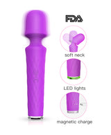 Vivid Fuchsia Retractable Wand Vibrator – Textured Silicone Thrusting Toy with Multi-Speed Vibration
